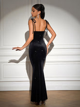 Knot Straps Sequin Tie Front Maxi Dress